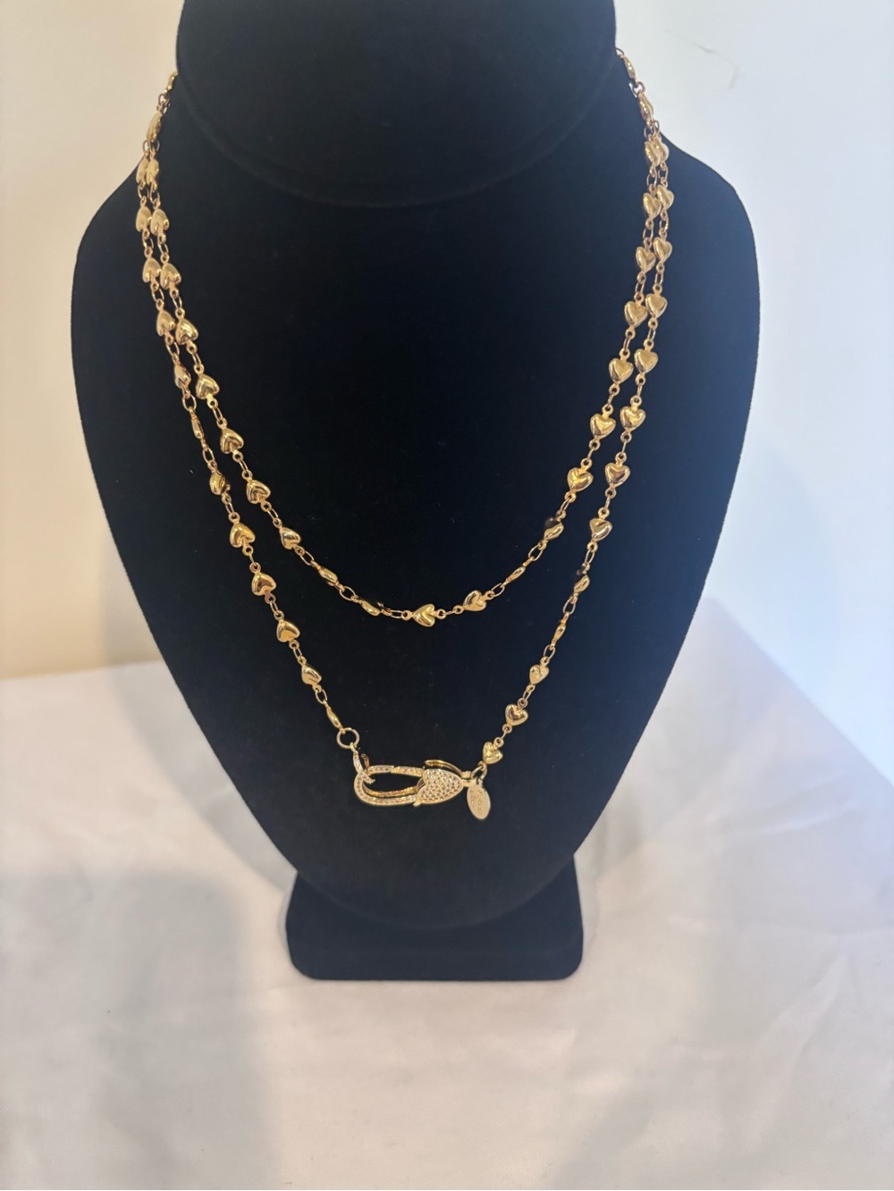 Melania Clara Gold Heart Chain Crystal Clasp Necklace